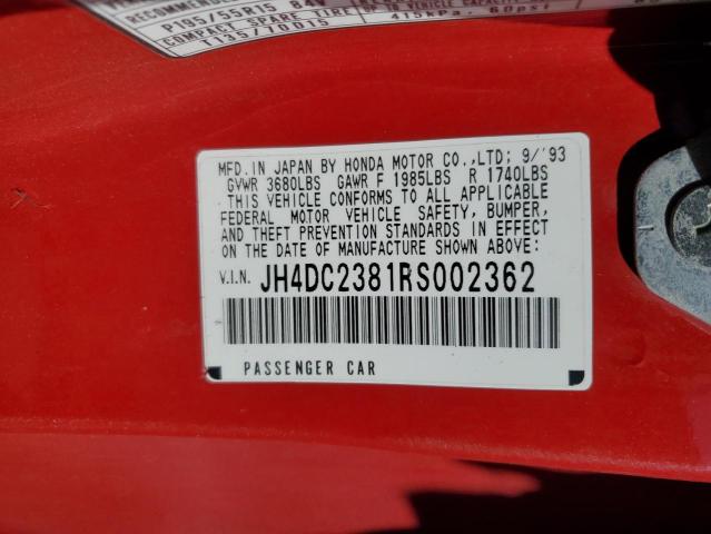 JH4DC2381RS002362 - 1994 ACURA INTEGRA GSR RED photo 12