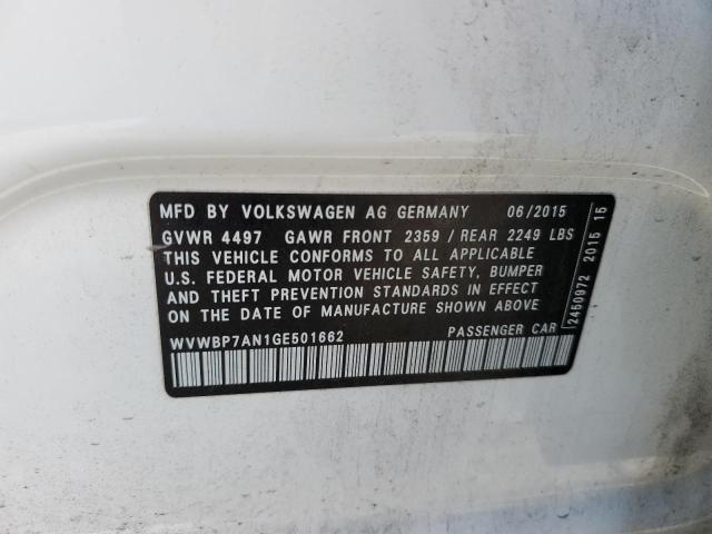 WVWBP7AN1GE501662 - 2016 VOLKSWAGEN CC BASE WHITE photo 12