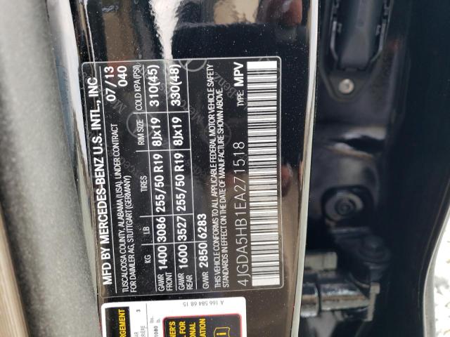 4JGDA5HB1EA271518 - 2014 MERCEDES-BENZ ML 350 4MATIC BLACK photo 13