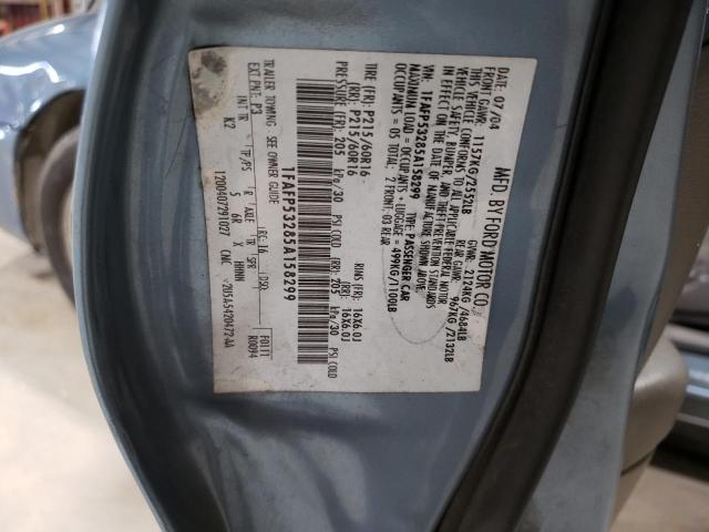 1FAFP53285A158299 - 2005 FORD TAURUS SE BLUE photo 12