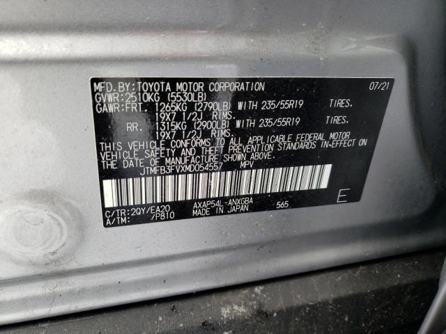 JTMFB3FVXMD054557 - 2021 TOYOTA RAV4 PRIME XSE SILVER photo 12