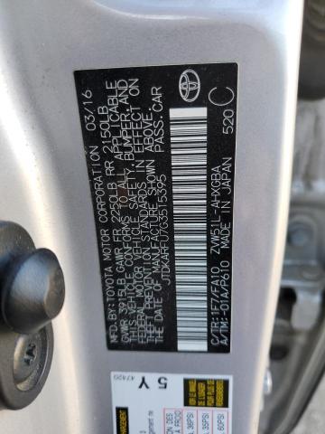 JTDKARFU7G3515395 - 2016 TOYOTA PRIUS SILVER photo 12