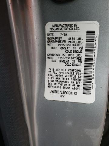 JN8AR07S3YW398173 - 2000 NISSAN PATHFINDER LE SILVER photo 13