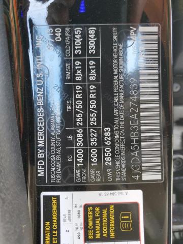 4JGDA5HB3EA274839 - 2014 MERCEDES-BENZ ML 350 4MATIC BLACK photo 13