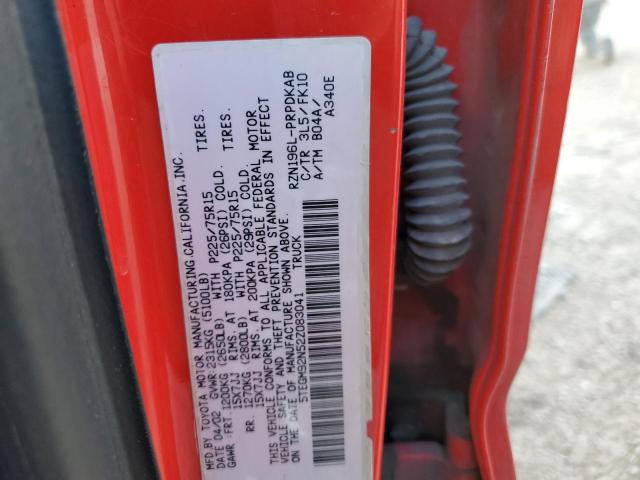 5TEGM92N52Z083041 - 2002 TOYOTA TACOMA DOUBLE CAB PRERUNNER RED photo 13