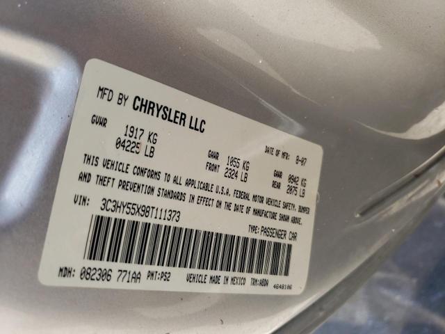 3C3HY55X98T111373 - 2008 CHRYSLER PT CRUISER TOURING SILVER photo 10