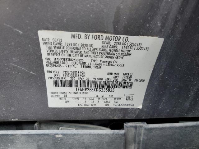 1FAHP2E8XDG235825 - 2013 FORD TAURUS SEL GRAY photo 12