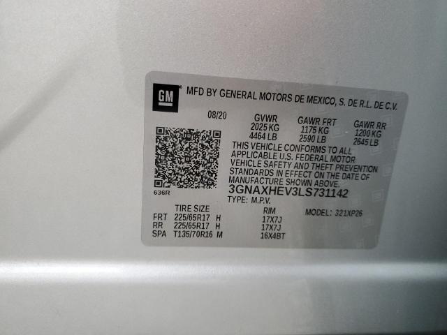 3GNAXHEV3LS731142 - 2020 CHEVROLET EQUINOX LS Gümüş foto 14