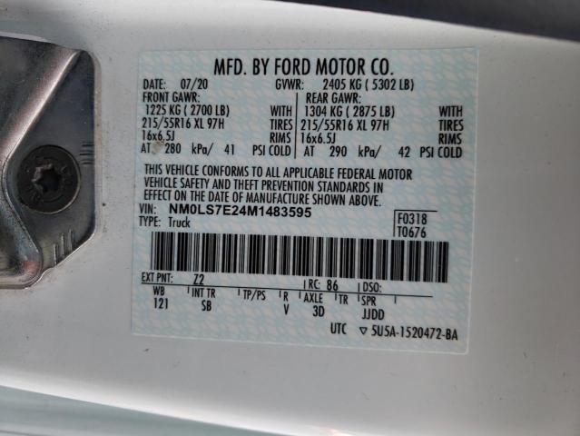 NM0LS7E24M1483595 - 2021 FORD TRANSIT CO XL WHITE photo 14