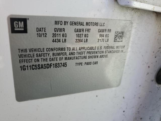 1G11C5SA5DF183745 - 2013 CHEVROLET MALIBU 1LT WHITE photo 12