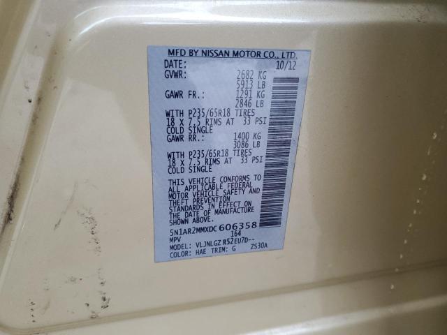 5N1AR2MMXDC606358 - 2013 NISSAN PATHFINDER S Qızıl foto 13