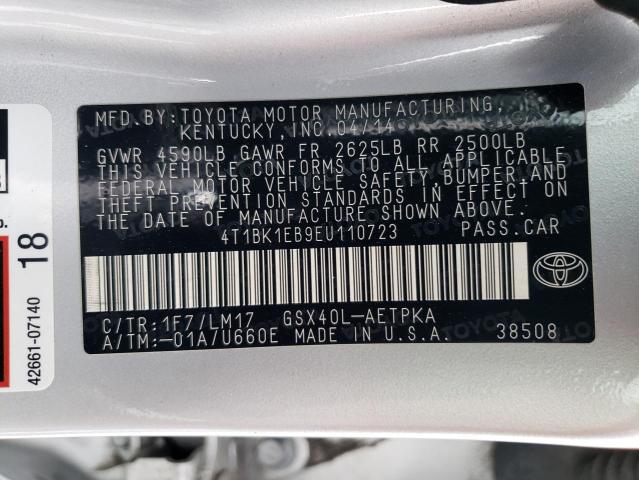 4T1BK1EB9EU110723 - 2014 TOYOTA AVALON BASE 银色 照片 12