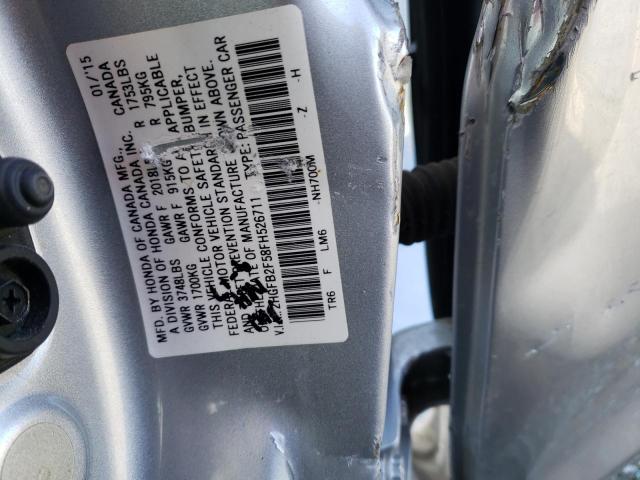 2HGFB2F58FH526711 - 2015 HONDA CIVIC LX SILVER photo 13