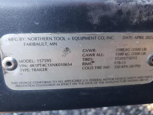 4K1PT4C1XNK010654 - 2022 UTILITY TRAILER BLACK photo 10