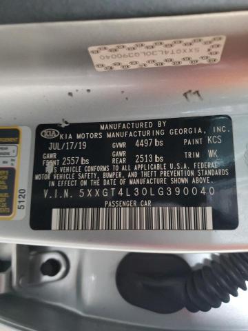 5XXGT4L30LG390040 - 2020 KIA OPTIMA LX SILVER photo 12