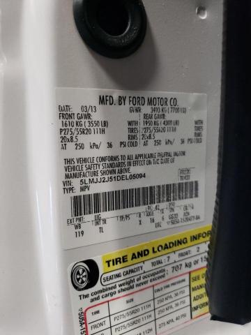 5LMJJ2J51DEL05094 - 2013 LINCOLN NAVIGATOR თეთრი ფოტო 12