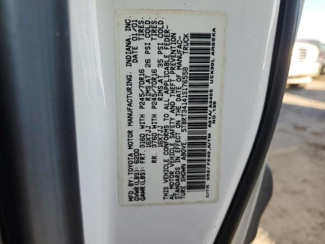 5TBRT34141S176558 - 2001 TOYOTA TUNDRA ACCESS CAB თეთრი ფოტო 12