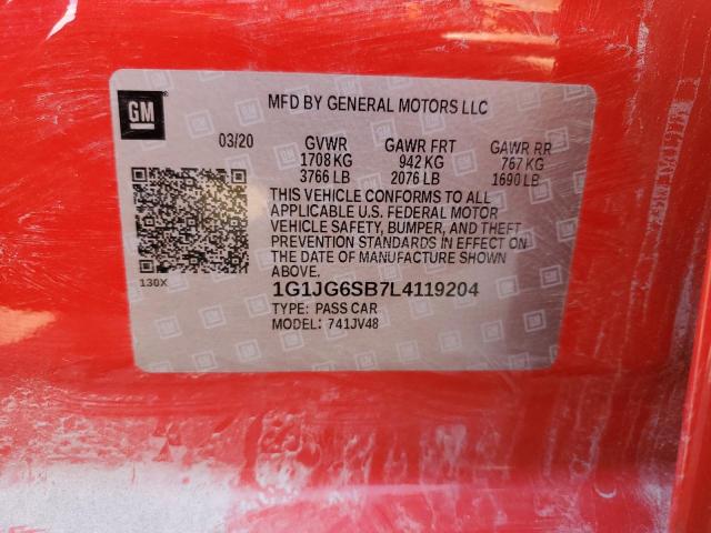 1G1JG6SB7L4119204 - 2020 CHEVROLET SONIC RED photo 12