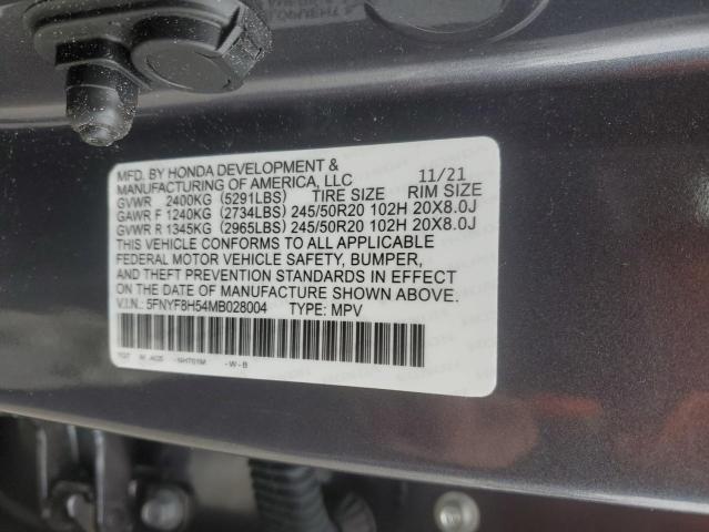 5FNYF8H59LB013464 - 2020 HONDA PASSPORT EXL GRAY photo 13