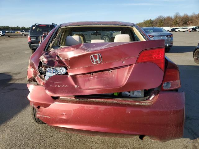 2HGFA16598H518987 - 2008 HONDA CIVIC LX BURGUNDY photo 6