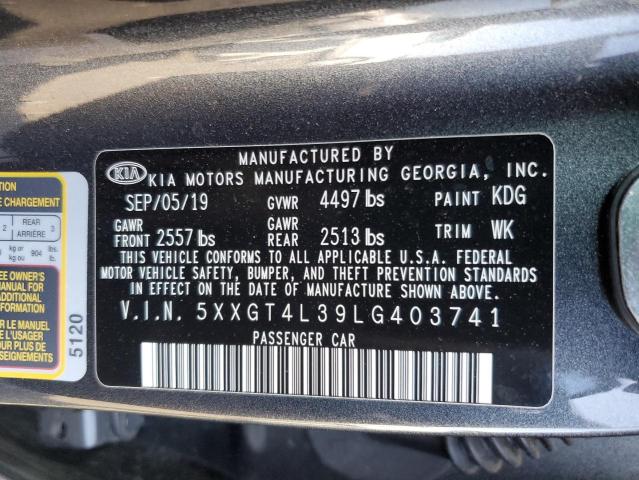 5XXGT4L39LG403741 - 2020 KIA OPTIMA LX GRAY photo 13