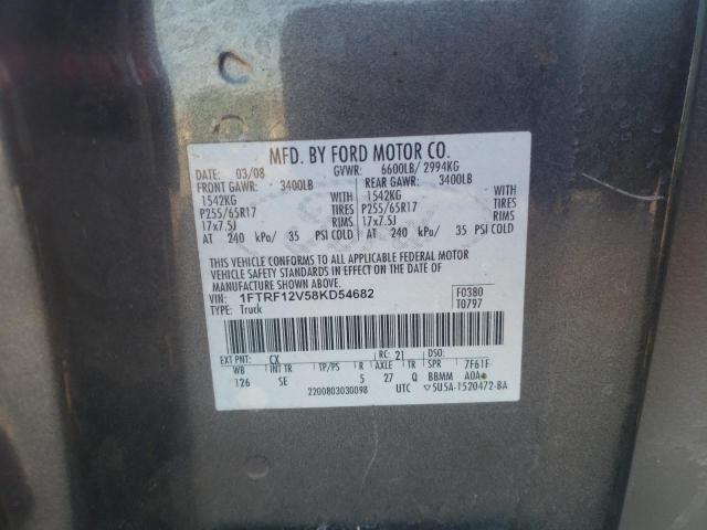 1FTRF12V58KD54682 - 2008 FORD F150 GRAY photo 12