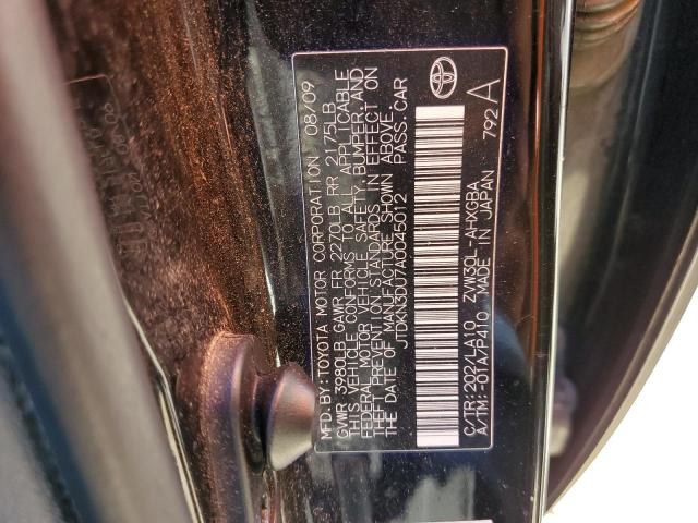 JTDKN3DU7A0045012 - 2010 TOYOTA PRIUS BLACK photo 12