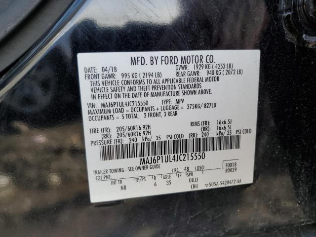 MAJ6P1UL4JC215550 - 2018 FORD ECOSPORT SE შავი ფოტო 13