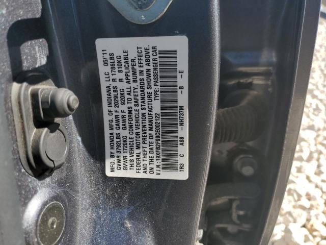 19XFB2F99CE002122 - 2012 HONDA CIVIC EXL გრაფიტი ფოტო 13