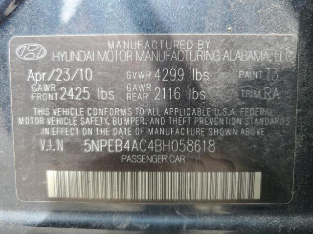 5NPEB4AC4BH058618 - 2011 HYUNDAI SONATA GLS CHARCOAL photo 13