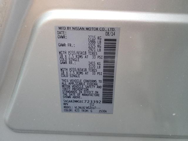 5N1AR2MM1EC723392 - 2014 NISSAN PATHFINDER S SILVER photo 13