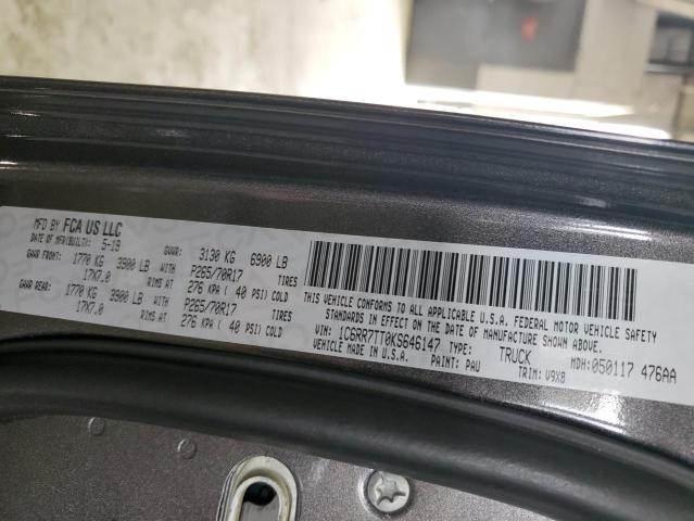 1C6RR7TT0KS646147 - 2019 RAM 1500 CLASS SLT გრაფიტი ფოტო 12