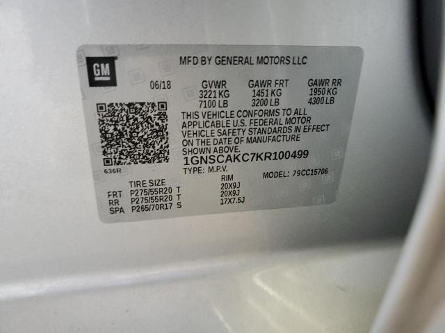 1GNSCAKC7KR100499 - 2019 CHEVROLET TAHOE C1500  LS SILVER photo 13