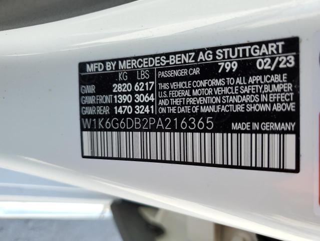 W1K6G6DB2PA216365 - 2023 MERCEDES-BENZ S 500 4MATIC WHITE photo 12