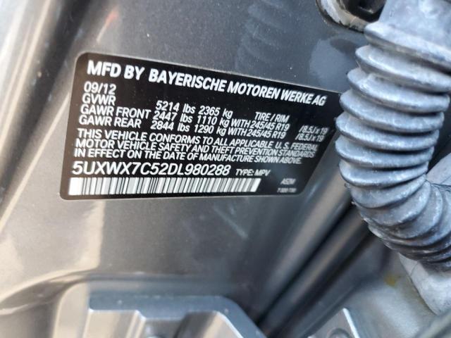 5UXWX7C52DL980288 - 2013 BMW X3 XDRIVE35I SILVER photo 13