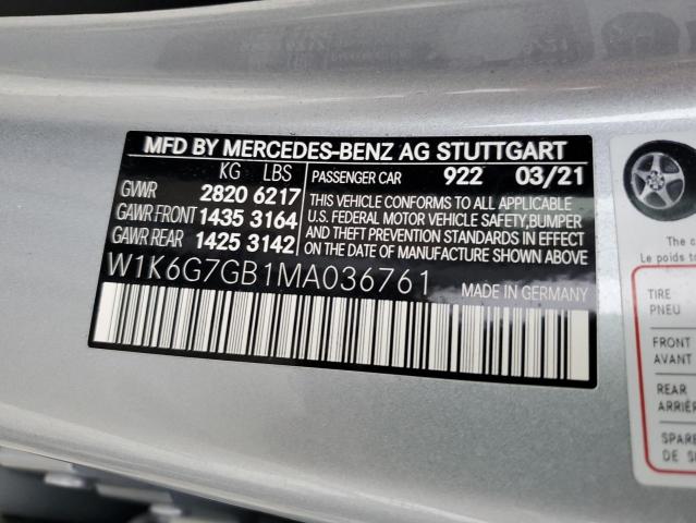 W1K6G7GB1MA036761 - 2021 MERCEDES-BENZ S 580 4MATIC SILVER photo 12