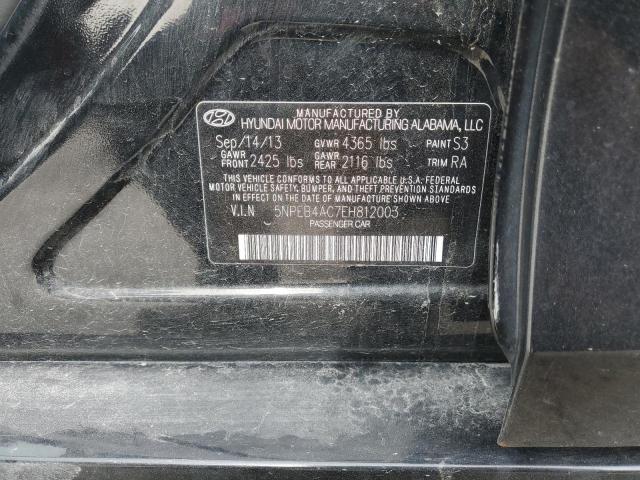 5NPEB4AC7EH812003 - 2014 HYUNDAI SONATA GLS BLACK photo 12