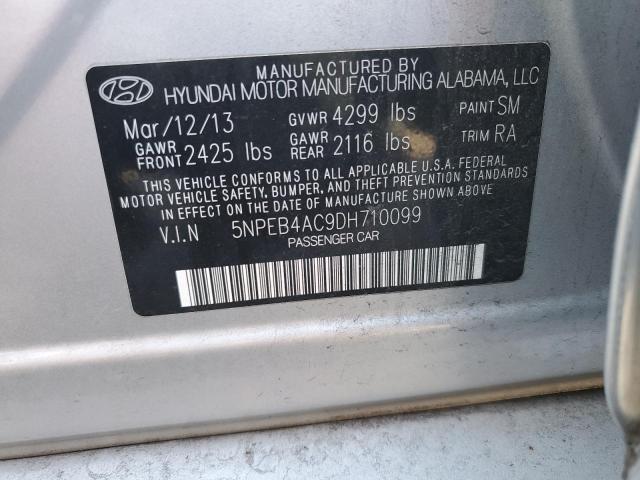 5NPEB4AC9DH710099 - 2013 HYUNDAI SONATA GLS SILVER photo 12