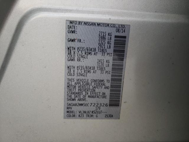 5N1AR2MM5EC722326 - 2014 NISSAN PATHFINDER S 银色 照片 13