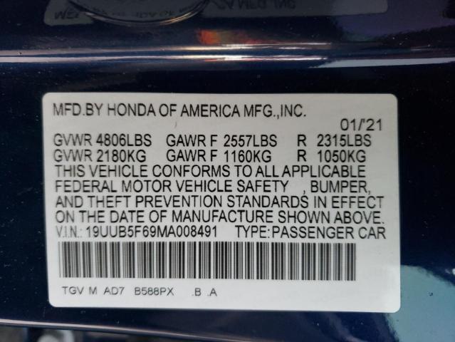 19UUB5F69MA008491 - 2021 ACURA TLX ADVANCE BLUE photo 13
