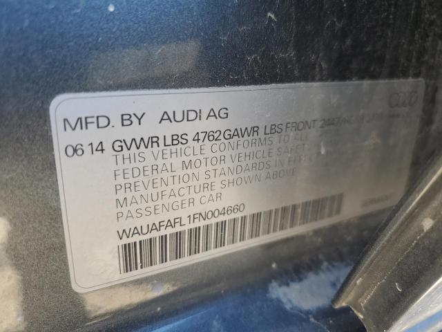 WAUAFAFL1FN004660 - 2015 AUDI A4 PREMIUM GRAY photo 12