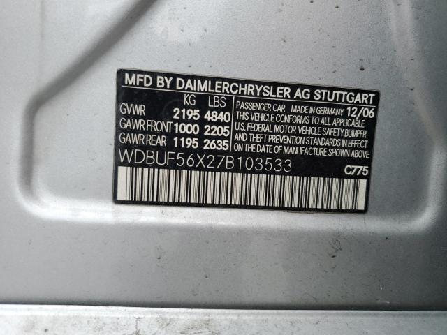 WDBUF56X27B103533 - 2007 MERCEDES-BENZ E350 350 SILVER photo 12