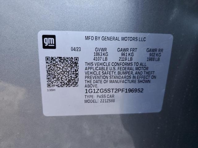 1G1ZG5ST2PF196952 - 2023 CHEVROLET MALIBU RS ვერცხლისფერი ფოტო 12