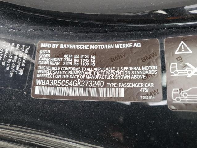 WBA3R5C54GK373240 - 2016 BMW 435 XI BLACK photo 12