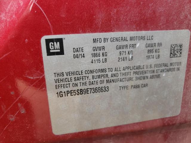 1G1PE5SB9E7368633 - 2014 CHEVROLET CRUZE LT RED photo 12