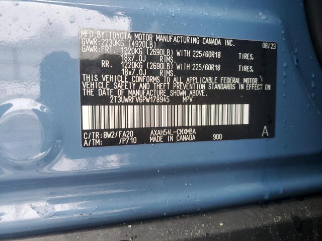 2T3UWRFV6PW178945 - 2023 TOYOTA RAV4 WOODLAND EDITION BLUE photo 12