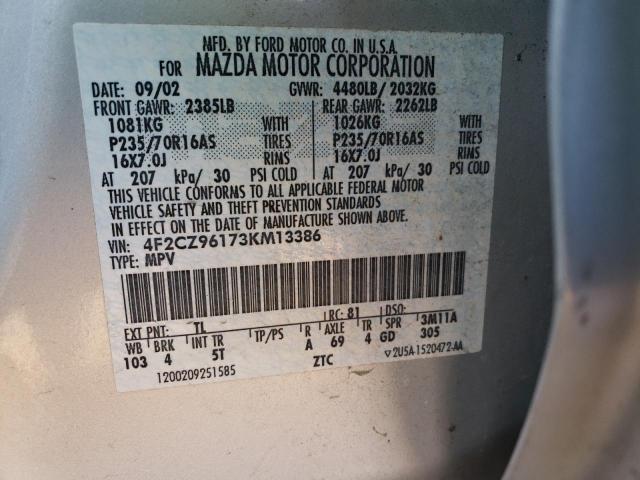 4F2CZ96173KM13386 - 2003 MAZDA TRIBUTE ES İki rəngli foto 12