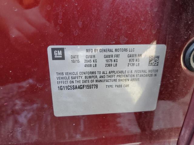 1G11C5SA4GF159778 - 2016 CHEVROLET MALIBU LIM LT BURGUNDY photo 12