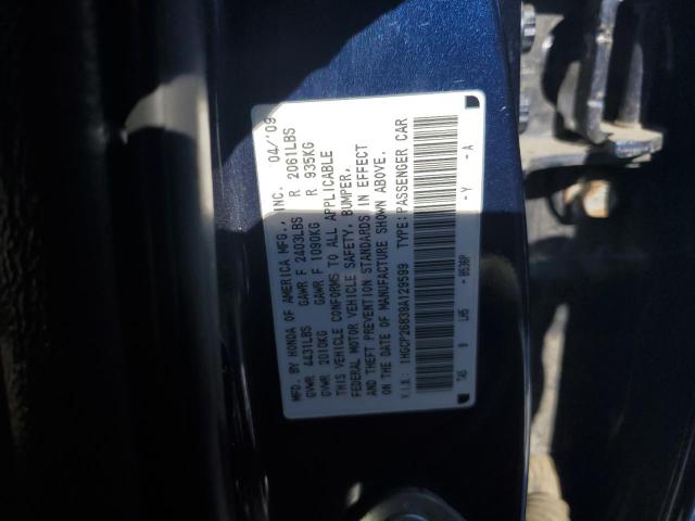 1HGCP26839A129599 - 2009 HONDA ACCORD EXL BLUE photo 12