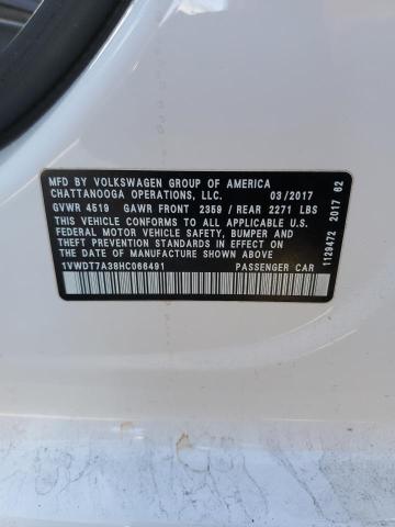 1VWDT7A38HC066491 - 2017 VOLKSWAGEN PASSAT R-LINE Սպիտակ լուսանկար 12